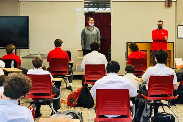 Rivers Meets With Team At St. Michael Catholic