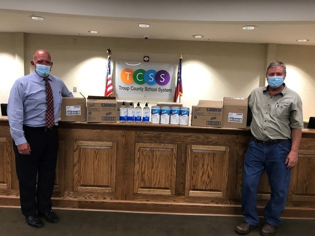 Dr. Brian Shumate (left), the superintendent of the Troup County School System in LaGrange, Ga., is pictured with Joe Franklin (right), a maintenance technician at Kimberly-Clark.