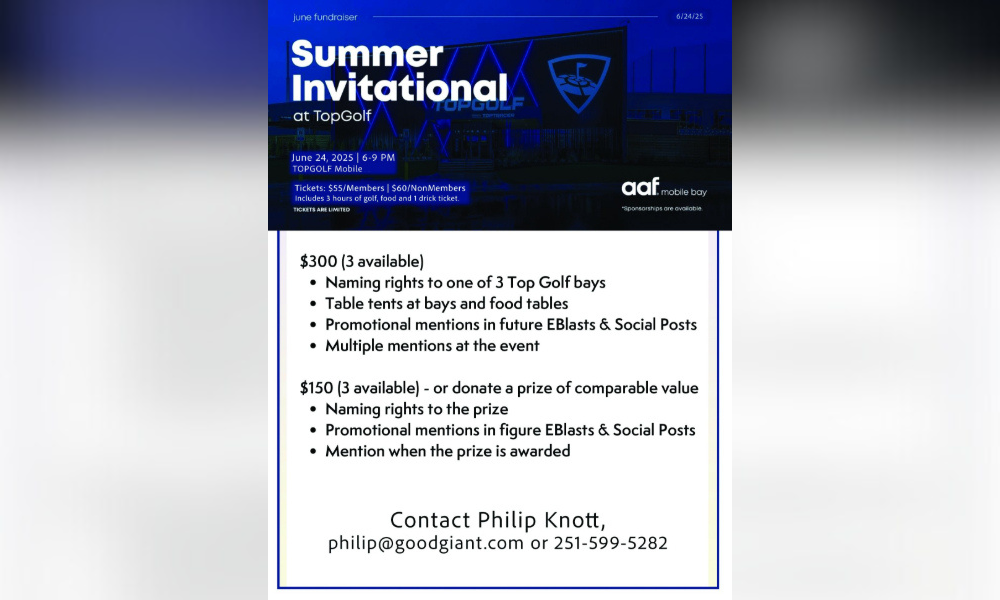 AAF Mobile Bay to host summer invitational