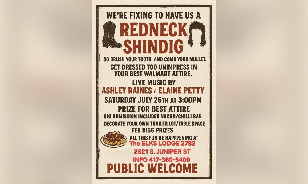 elks lodge shindig tomorrow, location available for rent
