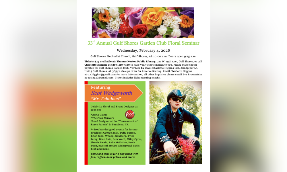 gulf Shores garden club floral seminar set for February 4