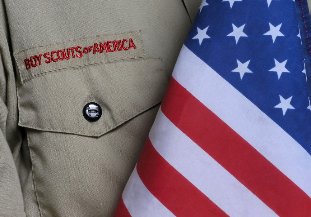 Boy,Scout,Uniform,&amp;,Us,Flag