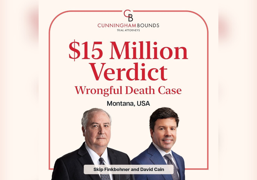CUNNINGHAM BOUNDS OBTAINS $15-MILLION VERDICT FOR LOCAL PLAINTIFF