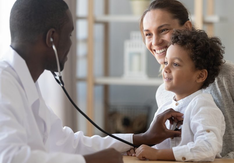 African,Male,Pediatrician,Hold,Stethoscope,Exam,Child,Boy,Patient,Visit