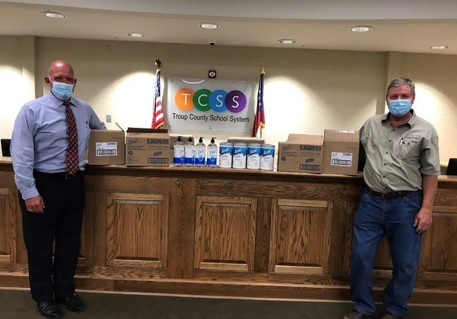 Dr. Brian Shumate (left), the superintendent of the Troup County School System in LaGrange, Ga., is pictured with Joe Franklin (right), a maintenance technician at Kimberly-Clark.