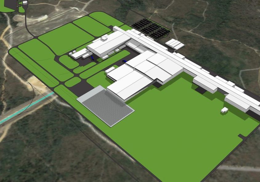 Rendering of Novelis' planned, brand new fully integrated aluminum recycling and rolling mill in Bay Minette, Alabama, USA.
